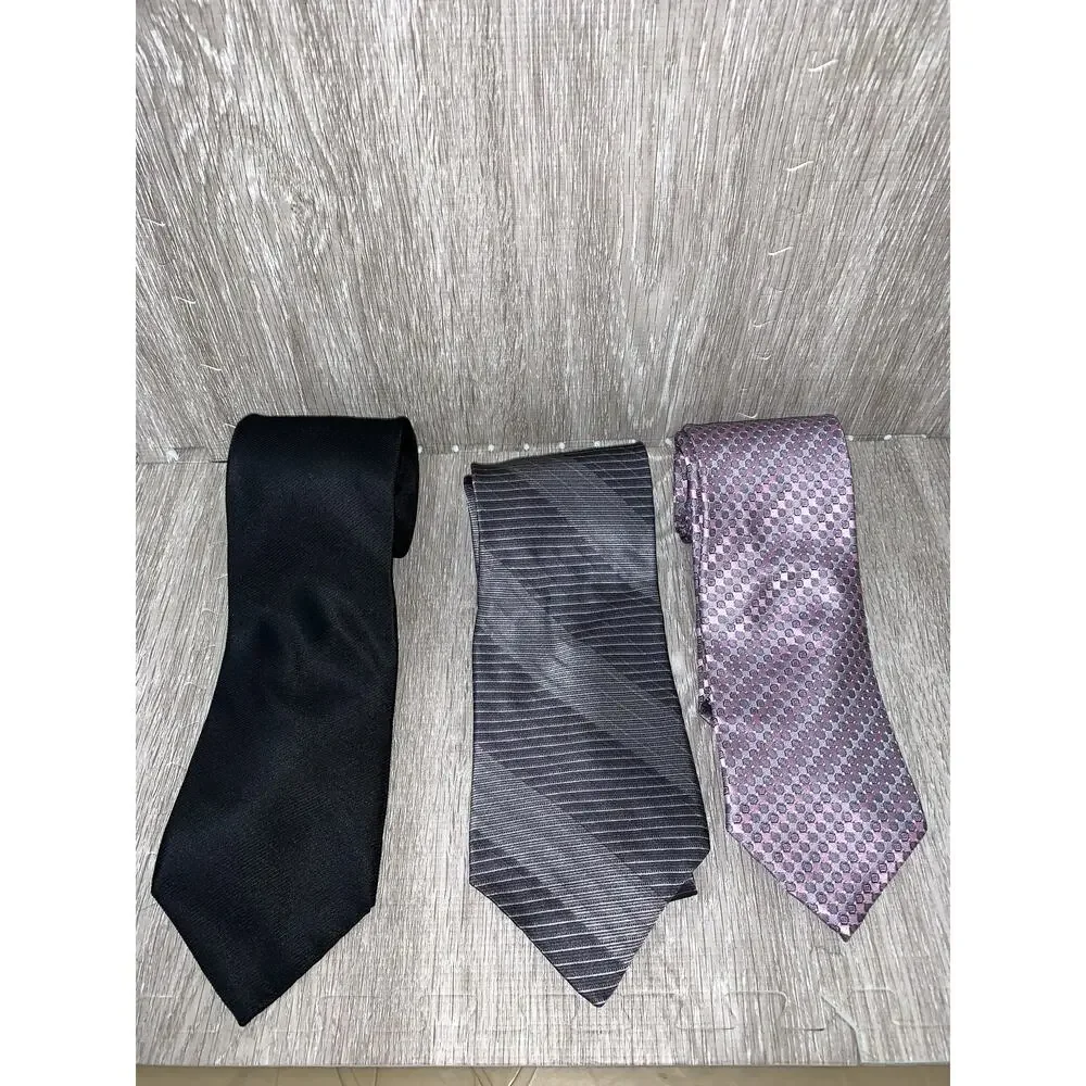 Van Heusen‎ Men's Silk Tie Set 3pc Striped Designer Formal Wedding